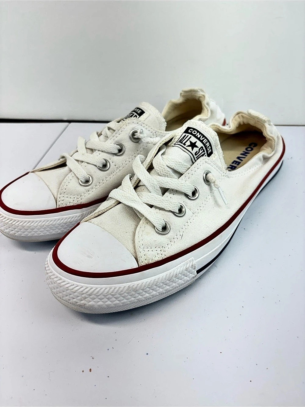Converse Chuck Taylor All Star Shoreline White Canvas Slip On Sneakers Womens 8